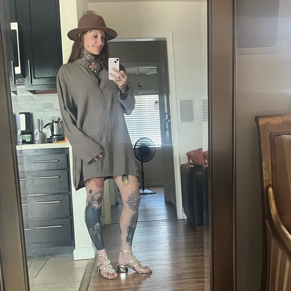 Eileen Fisher Blouse Tunic Linen Blend Size XL Boho Organic Charcoal Gray - Picture 2 of 11